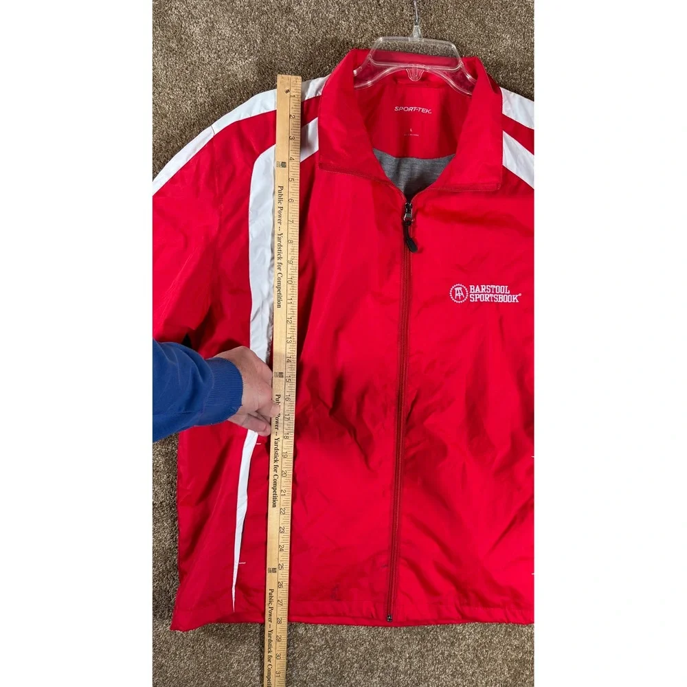 Sport Tek Barstool Sportsbook Red White Full Zip Track Jacket Mens Large‎